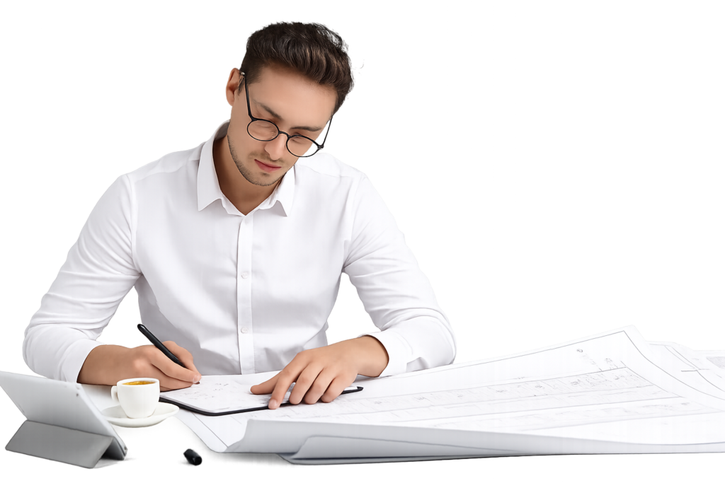 Edumcd arquitecto viendo un plano